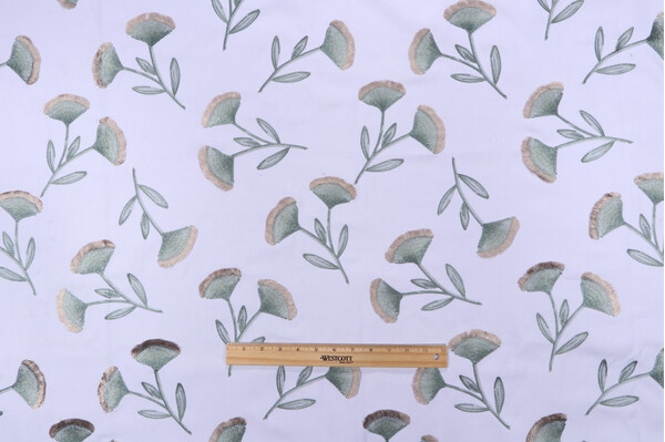 Valiant Fabrics Kylie Embroidered Drapery Fabric in Stem 