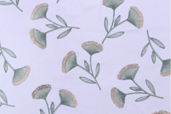 Valiant Fabrics Kylie Embroidered Drapery Fabric in Stem 