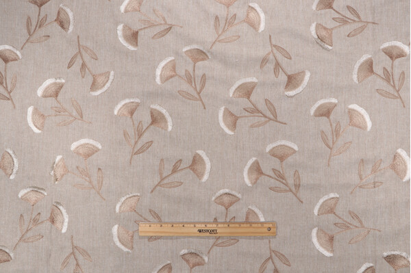 Sample of Valiant Fabrics Kylie Embroidered Drapery Fabric in Linen 