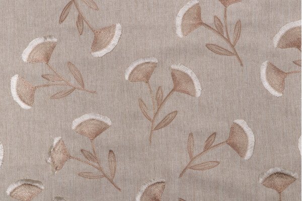 Sample of Valiant Fabrics Kylie Embroidered Drapery Fabric in Linen 