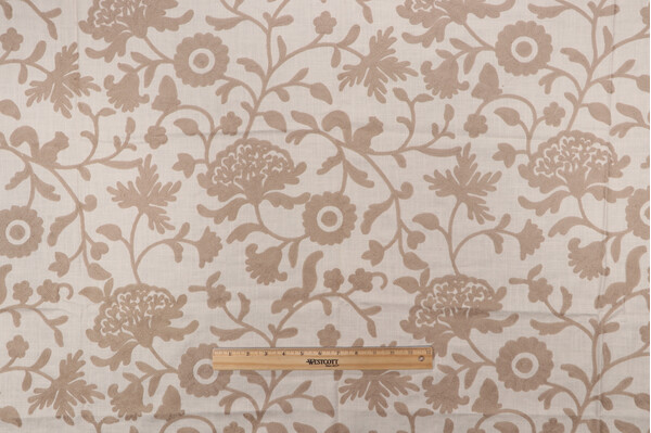 Valiant Fabrics Raylin Embroidered Drapery Fabric in Fawn 