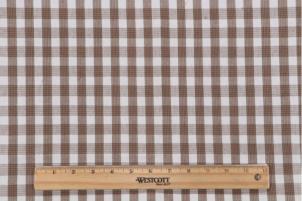 Grey Watkins Chatham Check Woven Upholstery Fabric in Taupe/Off-White