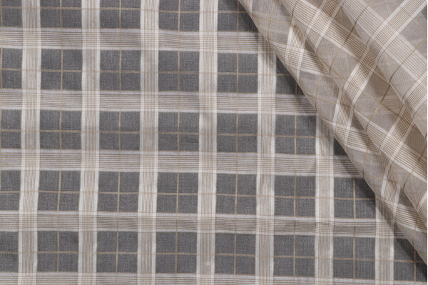 Fonthill Crawford Check Sheer Drapery Fabric in Natural