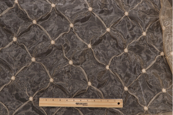 1 Yard Scalamandre Marlene Embroidered Silk Drapery Fabric in Champagne