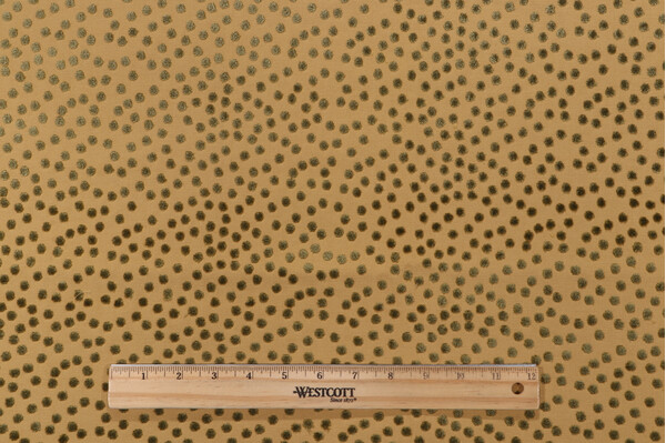 Fonthill Dotty Velvet Upholstery Fabric in Green/Pale Gold