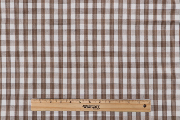 Grey Watkins Chatham Check Woven Upholstery Fabric in Taupe/Off-White