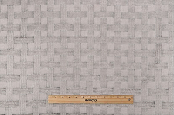 Grey Watkins Grillwork Embroidered Drapery Fabric in Silver
