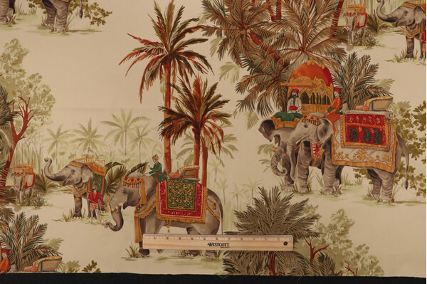 Old World Weavers Gadi Printed Cotton Drapery Fabric in Beige
