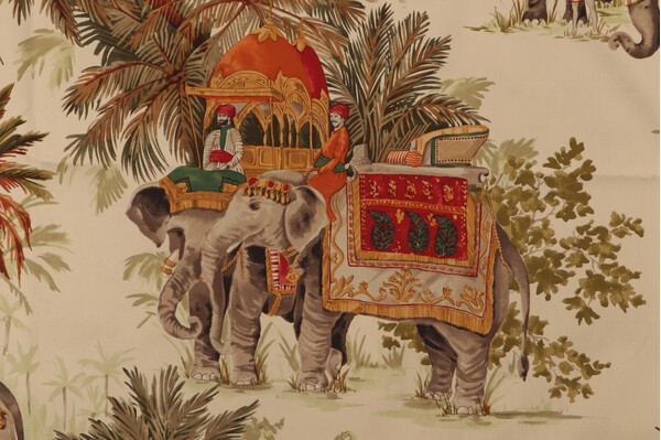 Old World Weavers Gadi Printed Cotton Drapery Fabric in Beige