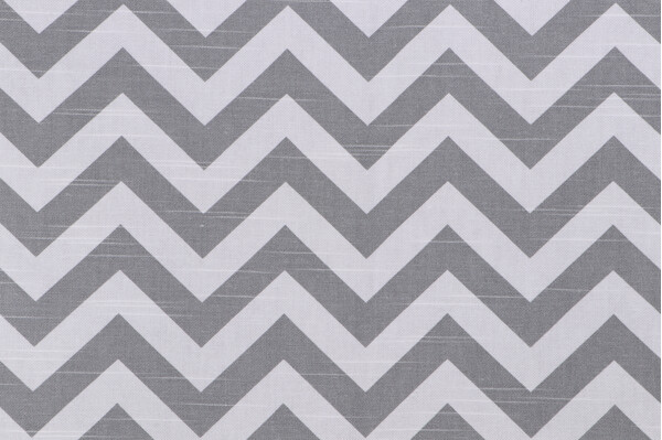 Premier Prints Zig Zag-Slub Printed Cotton Drapery Fabric in Ash/White