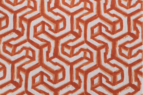 Jill Stein Granville Printed Cotton Drapery Fabric in Persimmon for Hamilton 