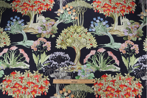 Hamilton Weymouth Printed Cotton Drapery Fabric in Navy