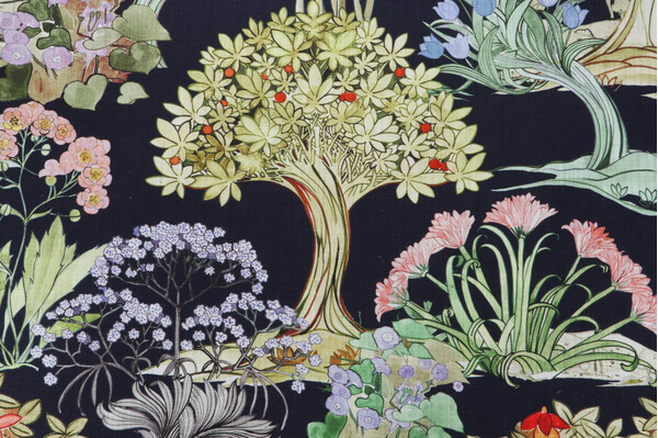 Hamilton Weymouth Printed Cotton Drapery Fabric in Navy