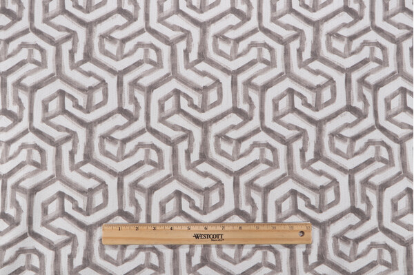 Jill Stein Granville Printed Cotton Drapery Fabric in Pebble for Hamilton