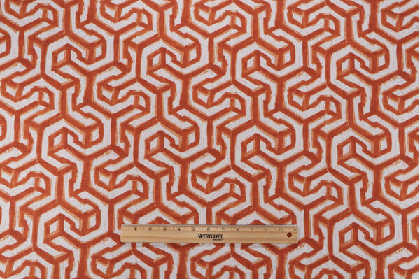 Jill Stein Granville Printed Cotton Drapery Fabric in Persimmon for Hamilton 