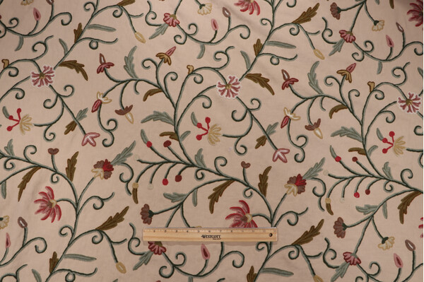 Click for Scalamandre Floral Crewel Embroidered Drapery Fabric in Garden  Scalamandre Floral Crewel Embroidered Drapery Fabric in Garden