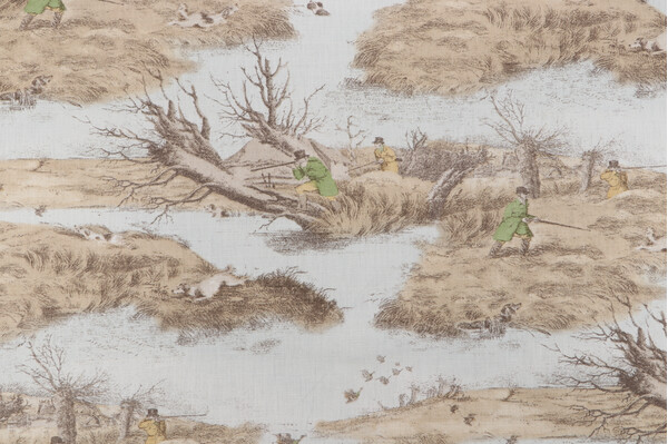 Lewis & Wood Alken Printed Drapery Fabric in Natural/Multi for Scalamandre