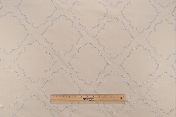 Elegance Embroidered Decorator Fabric in Ivory
