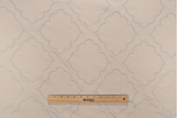 Elegance Embroidered Decorator Fabric in Ivory