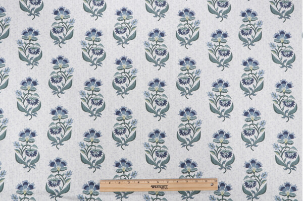 Lacefield Babette Printed Cotton Blend Drapery Fabric in Navy
