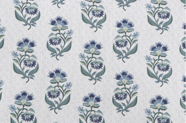 Lacefield Babette Printed Cotton Blend Drapery Fabric in Navy