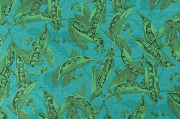 Martha Negley Sweet Pea Digitally-Printed Cotton Craft Fabric in Teal for Free Spirit
