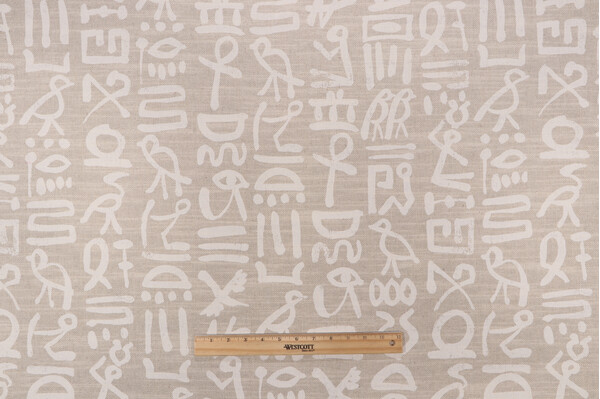 PK Lifestyles Story Teller Printed Cotton Blend Drapery Fabric in Chalk