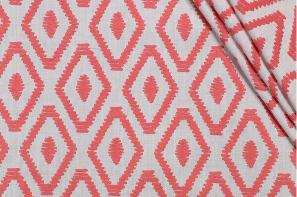 Valiant Fabrics Canyon Embroidered Drapery Fabric in Bittersweet