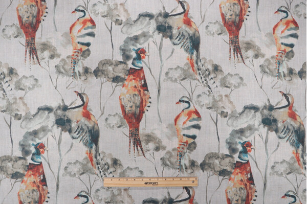 Mill Creek Storybook-Wisely Printed Drapery Fabric in Greystone