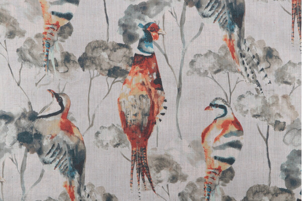 Mill Creek Storybook-Wisely Printed Drapery Fabric in Greystone