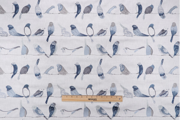 TFA Flying Colors Embroidered Drapery Fabric in Blue Jay
