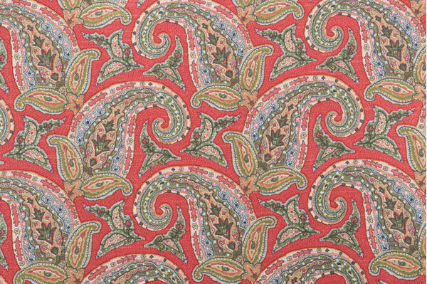 Robert Allen New Paisley Printed Cotton Drapery Fabric in Coral