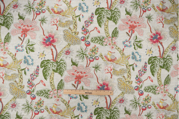 PK Lifestyles Imogene Printed Cotton Blend Drapery Fabric in Apple