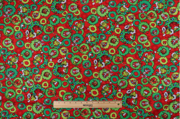 Robert Kaufman How The Grinch Stole Christmas Collection ADED-22566-223 Printed Cotton Craft Fabric in Holiday