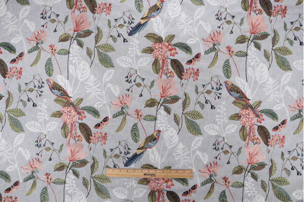 Click for 1 Yards PK Lifestyles Parakeet Embroidered Drapery Fabric in Vapor PK Lifestyles Parakeet Embroidered Drapery Fabric in Vapor