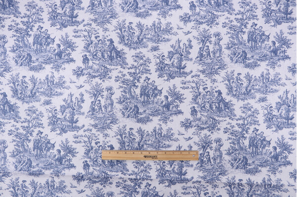 Waverly Rustic Life Printed Cotton Drapery Fabric in Indigo