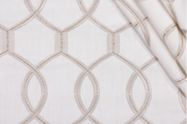 Click for 1.5 Yards Hourglass Embroidered Drapery Fabric in Snow Hourglass Embroidered Drapery Fabric in Snow