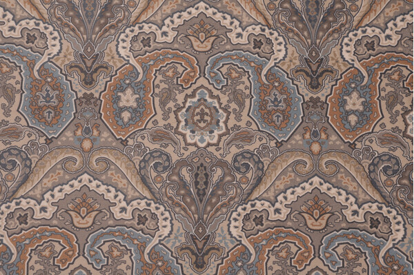 Macias Paisley Printed Velveteen Decorator Fabric in Stone