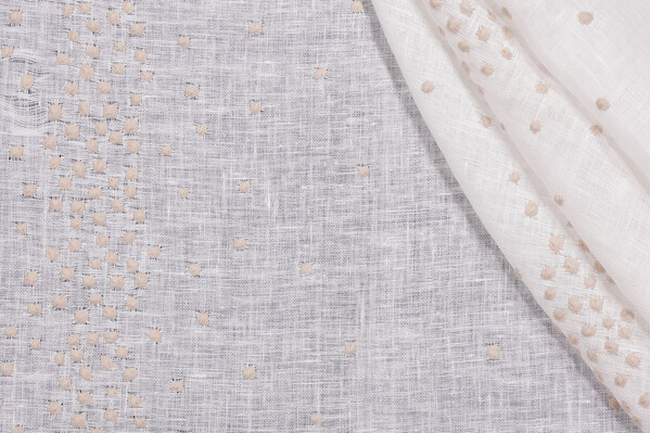 Bubbles Embroidered Sheer Drapery Fabric in Sand