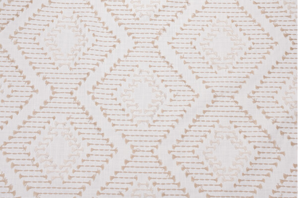 Keota Embroidered Drapery Fabric in Linen