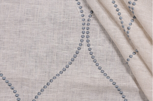 Kiley Embroidered Drapery Fabric in Vapor