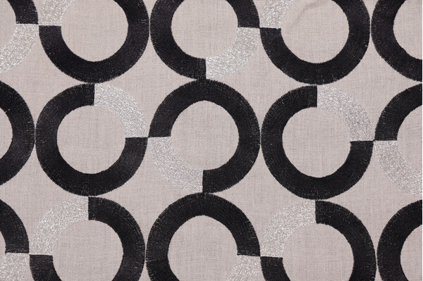 Turlington Embroidered Drapery Fabric in Tuxedo