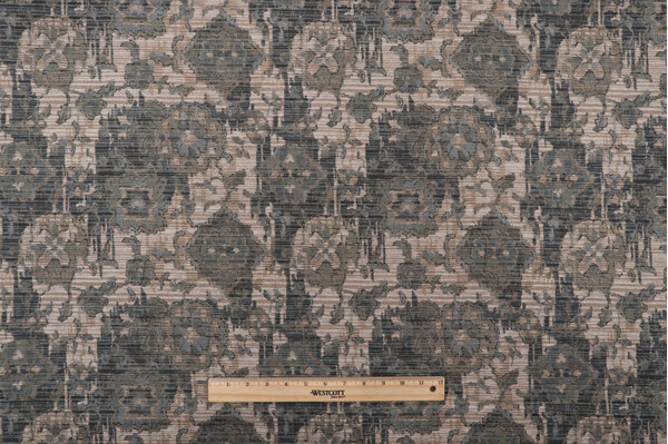 Set In Stone Woven Chenille Damask Upholstery Fabric in Aqua