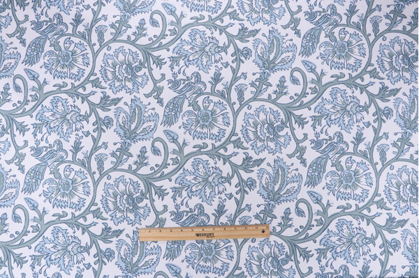 Lacefield Aesha-Fulton Printed Cotton Drapery Fabric in Spa
