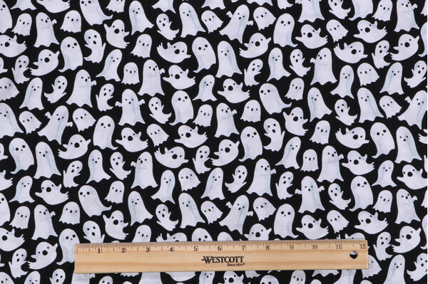 Fabrics Of SoHo Ghost Printed Cotton Craft Fabric in Black for Timeless Treasures