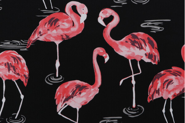 Terrasol-Flamingo Printed Outdoor Fabric in Black