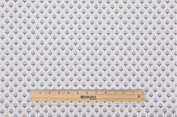 Click for 1 Yard Beck Printed Cotton Drapery Fabric in Aqua 1 Yard Beck Printed Cotton Drapery Fabric in Aqua