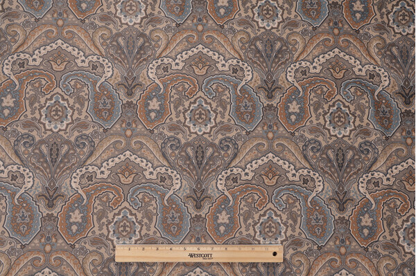 Macias Paisley Printed Velveteen Decorator Fabric in Stone