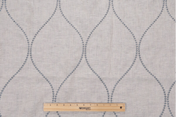 Kiley Embroidered Drapery Fabric in Vapor