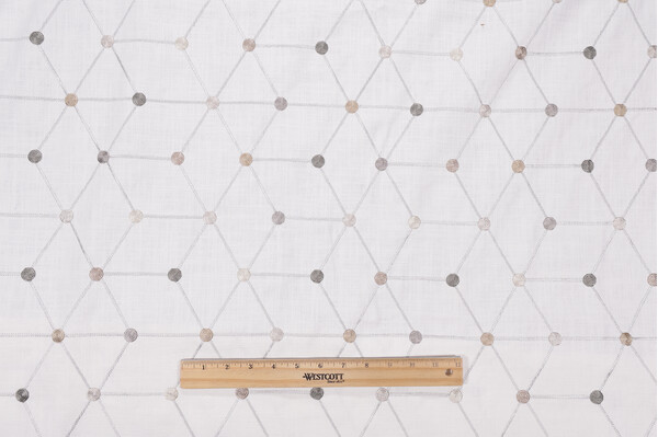 Asterisk Embroidered Drapery Fabric in Neutral